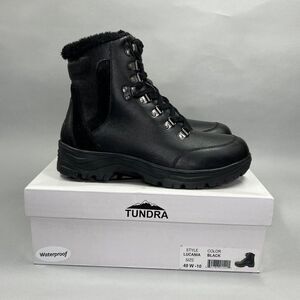 Tundra Lucania‎ Boots Women's Size 10 Black Leather Waterproof Lace Up Combat